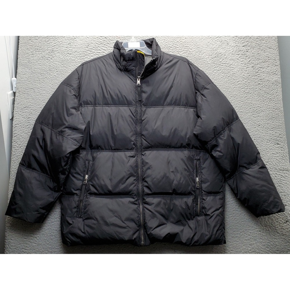 Marc New York Puffer Jacket Men L Black Down Feather Winter Outerwear Zip Up EUC